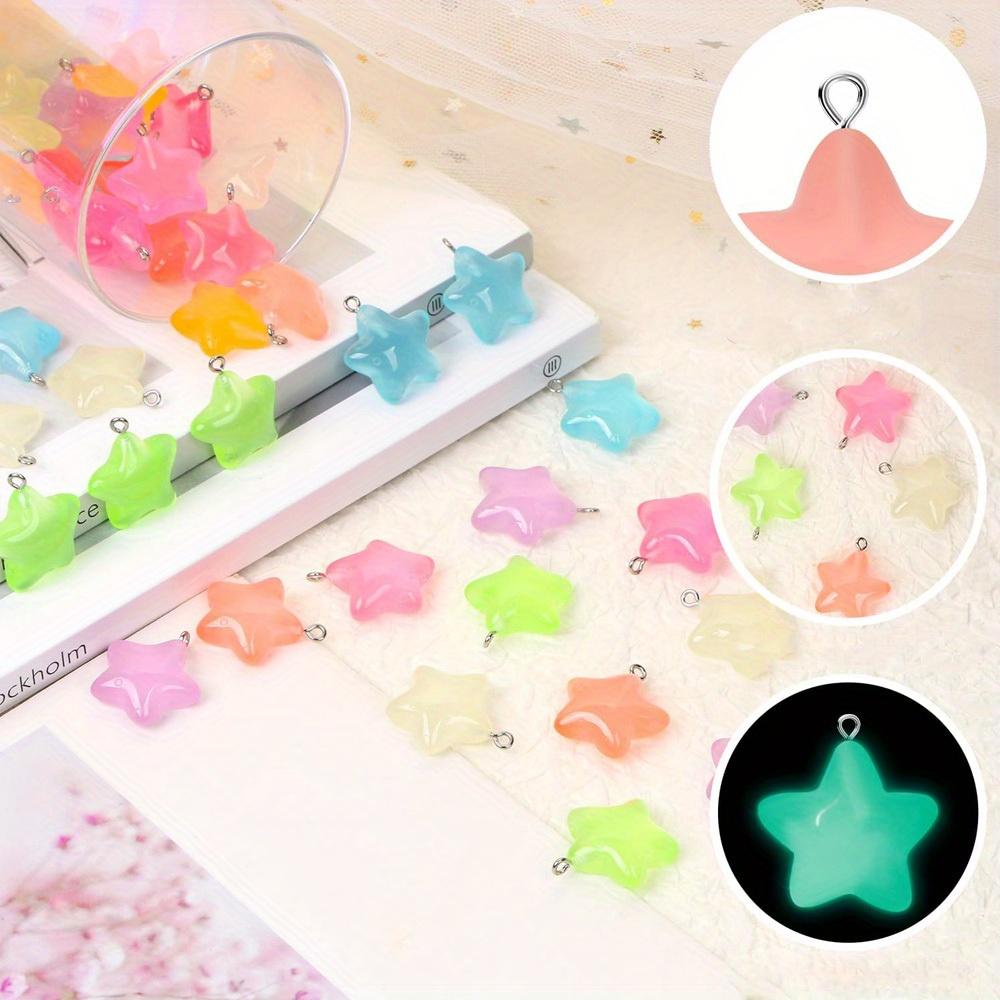 8/16/24pcs Resin Material Luminous Star Pendant Luminous Bead Jewelry DIY Summer Beach Ankle Bracelet Earrings