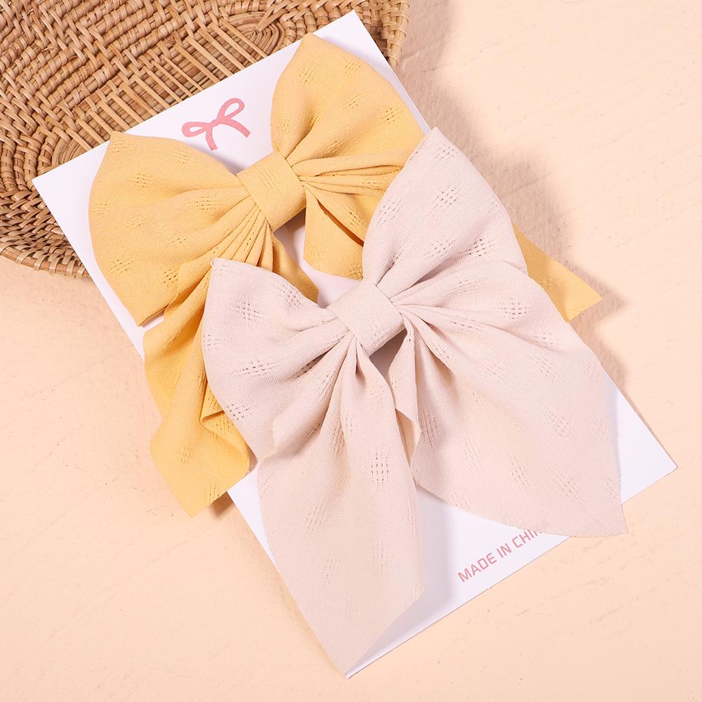 2Pcs/set Sweet Solid Bowknot Hair Clips for Women Girls Print Bows Hairpins Barrettes Duckbill Clip Headwear Hair Accessories