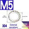 304 Stainless Steel External & Internal Tooth Lock Washer, Anti-Slip, Anti-Loosening, Size M6-M30