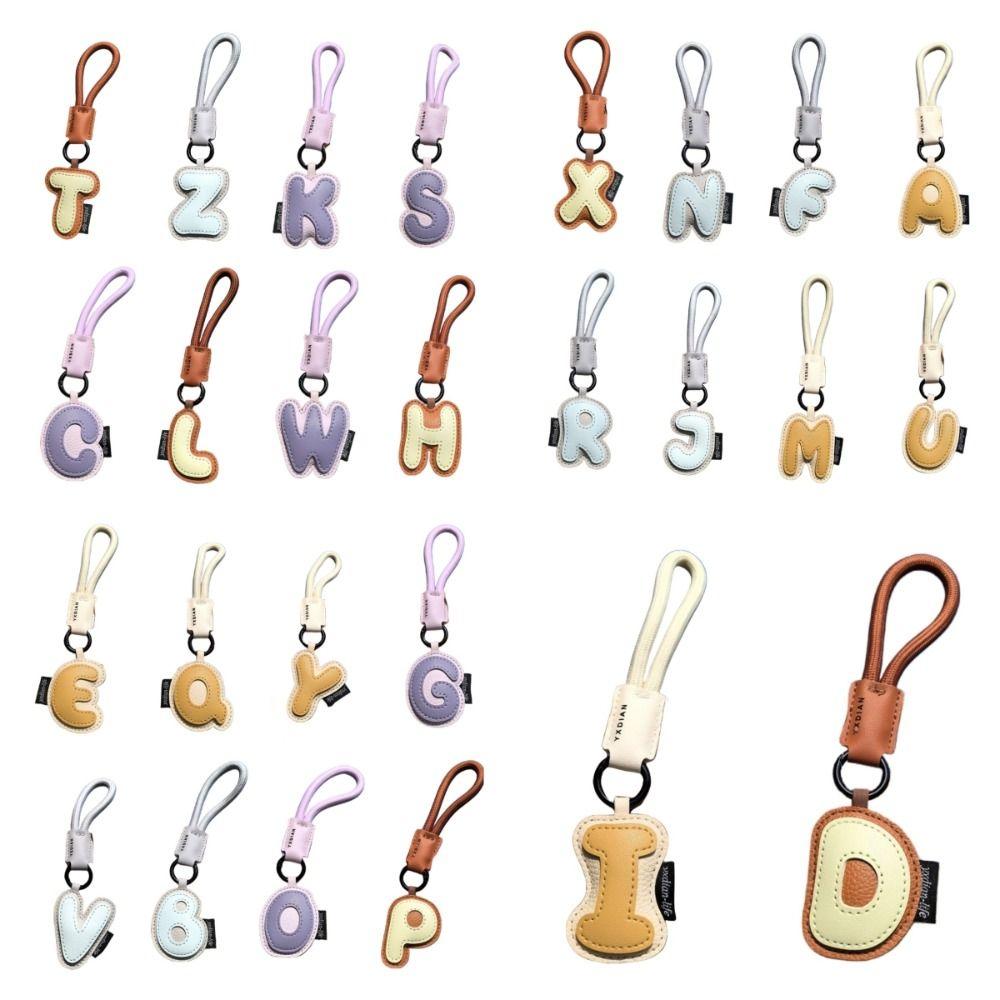 PU Leather 26 Letter Keychain Sweet Lucky Letter Pendant Fashion Alphabet Key Holder  Friend