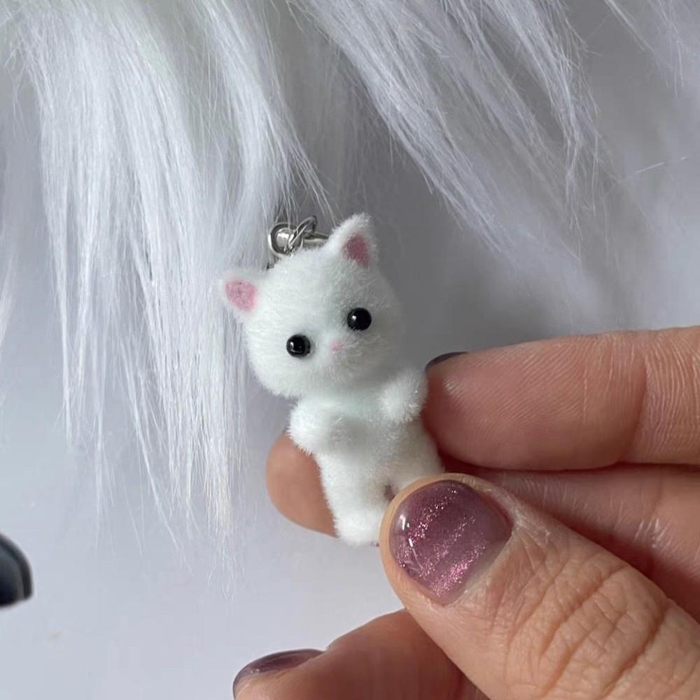 Creative Plush Cat Pendant Bag Hanging Car Key Ring Funny Cat Keychain  Key Decor
