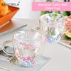 1 STÜCK Doppelwandige Kaffeetassen aus klarem Glas Klare Glastassen mit Henkel Herzform Farbige Kugeln Für Espresso-Kaffee