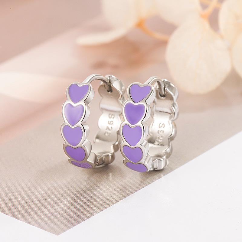 Color Love Ear Buckle Niche Design Sense Simple and Sweet Personality Circle Earrings
