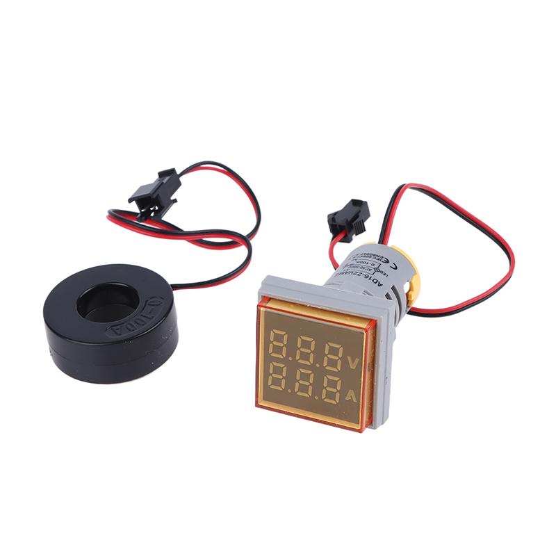 Mini Dual Display Voltmeter Ammeter AD16-22VAMS 220V Square LED Digital Ammeter Voltage Current Meter Voltammeter