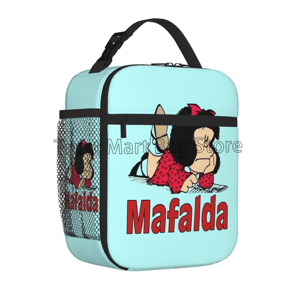 Funny Mafalda Insulated Lunch Bag for Women Kids Resuable Cooler Thermal Lunch Box Portable Bento Tote for Work School Picnic
