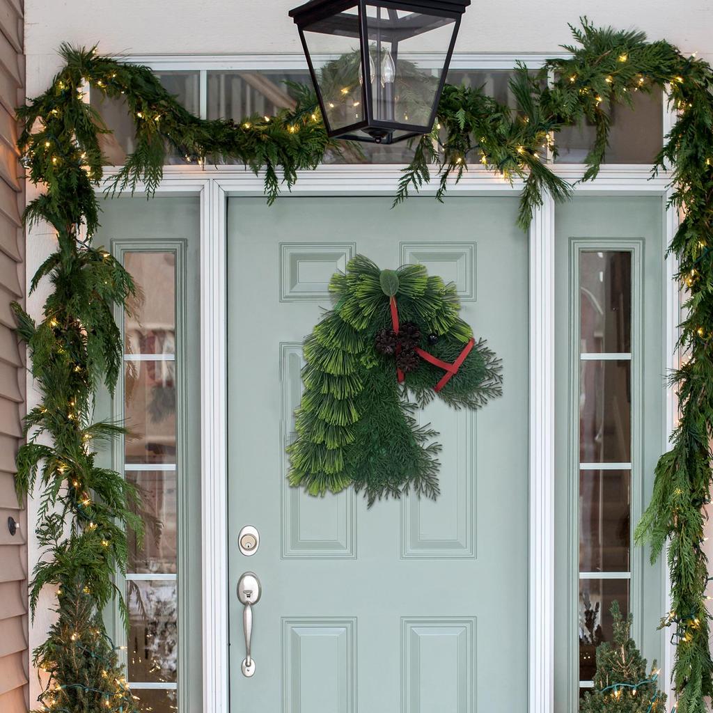 Horsehead Wreath Realistic Holiday Garland Handmade Christmas Horsehead Wreath For Porch Bedroom Dining Kitchen Living Room