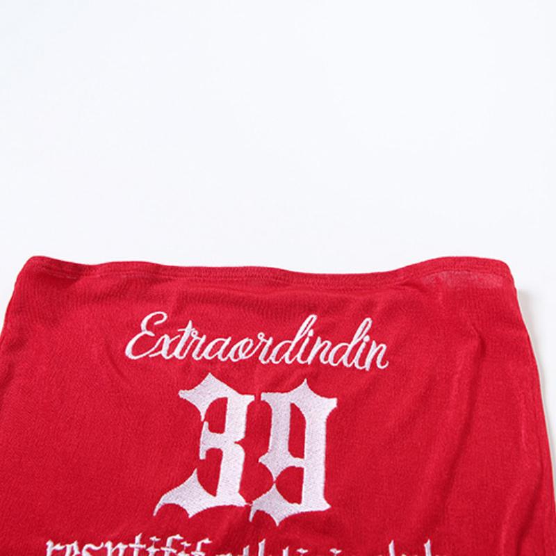 European and American Summer Women's Short Style Crop Cut Street Style Printed Chest Wrapped Vest