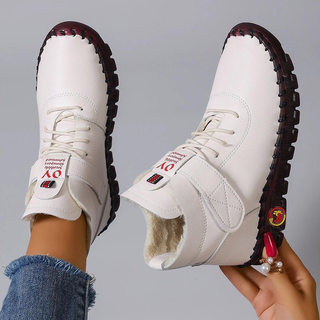Fashion Women Boots Solid Soft Comfortable Flat Ankle Boots Luxury Casual Thickened Warm Mom Shoes Fashion Handmade Cotton Shoes Women