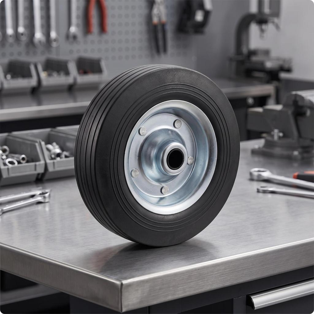 Replacement Wheel with Metal Hub | Round Treaded Profile, Steel Core,