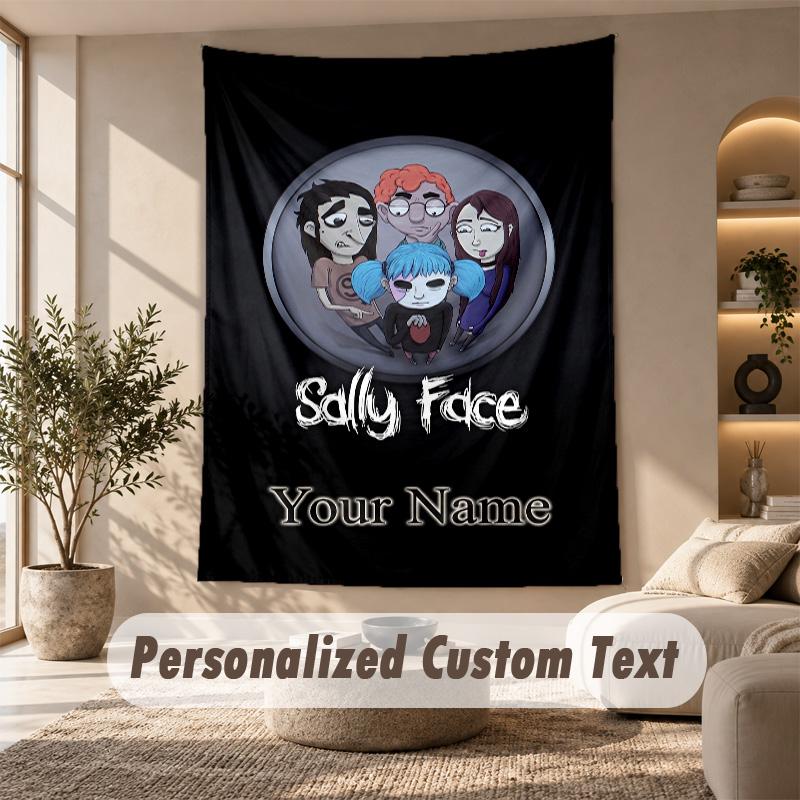 Tapestry Custom Name Text, Wall Hanging Tapestry Home Room DecorSally Face