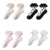 Breathable Lace Trim Kids Socks Stretchy Fit Baby Girls Ankle Socks for Newborns To Infants 4 Color Avaliable