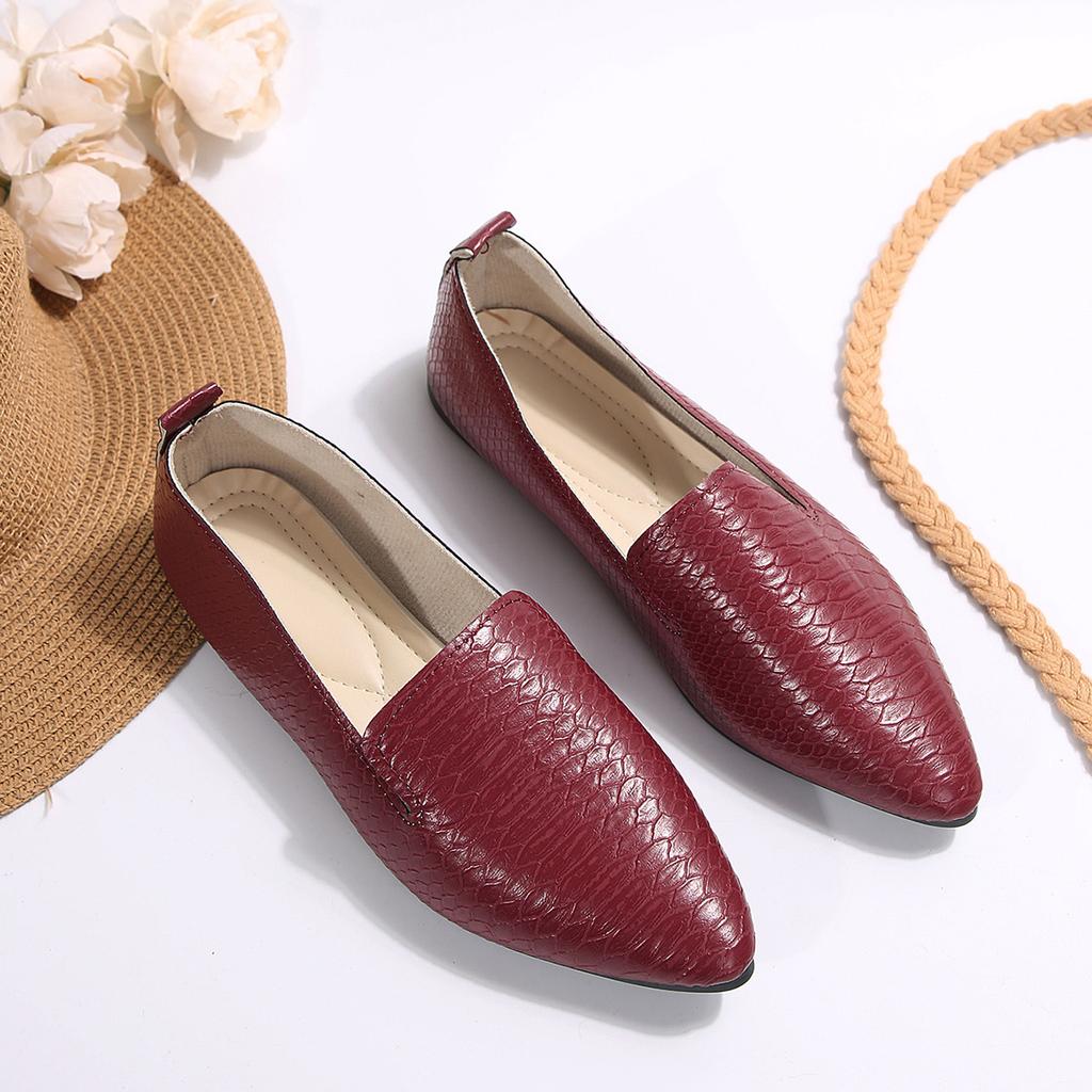 Sommer 2025 Außenhandel Damen Freizeit flacher Boden spitze Zehenpartie schlichtes Schlangenmuster leichter Ausschnitt atmungsaktiv Einschlupf große Größe Einzelne Schuhe
