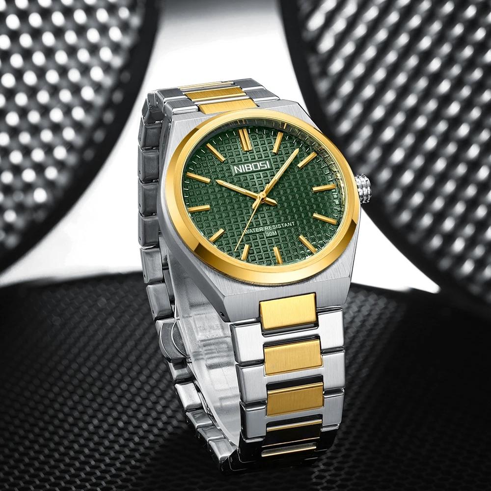 NIBOSI Men Watch Stainless Steel Luminous Luxury Watches For Men Waterproof Casual Sports Quartz Watch