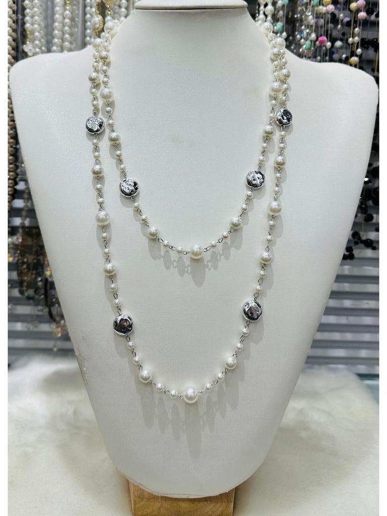 NK-275 Multi-Layer Glass Pearl Necklace - Love, Plum Blossom, Geometric Design