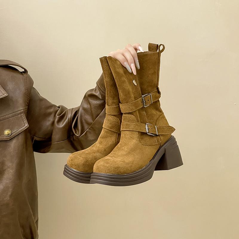 

Модные ботинки Мартин в британском стиле, складные, два варианта носки, универсальные, женские, осенне-зимние, нишевые, ретро, на платформе, повседневные, рыцарские, короткие ботинки 39 верблюд