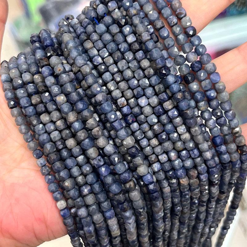 4x4mm Natural Stone Faceted Square Beads: Amethyst, Tourmaline, Garnet Jewelry Accessories