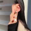 New Elegant Asymmetric Earring Freshwater Pearl Metallic Exaggerated Long Stud Earring Ladies and Girls Party Jewelry Gifts