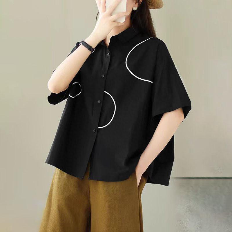 

ZANZEA Женская повседневная свободная блузка с отложным воротником и короткими рукавами L