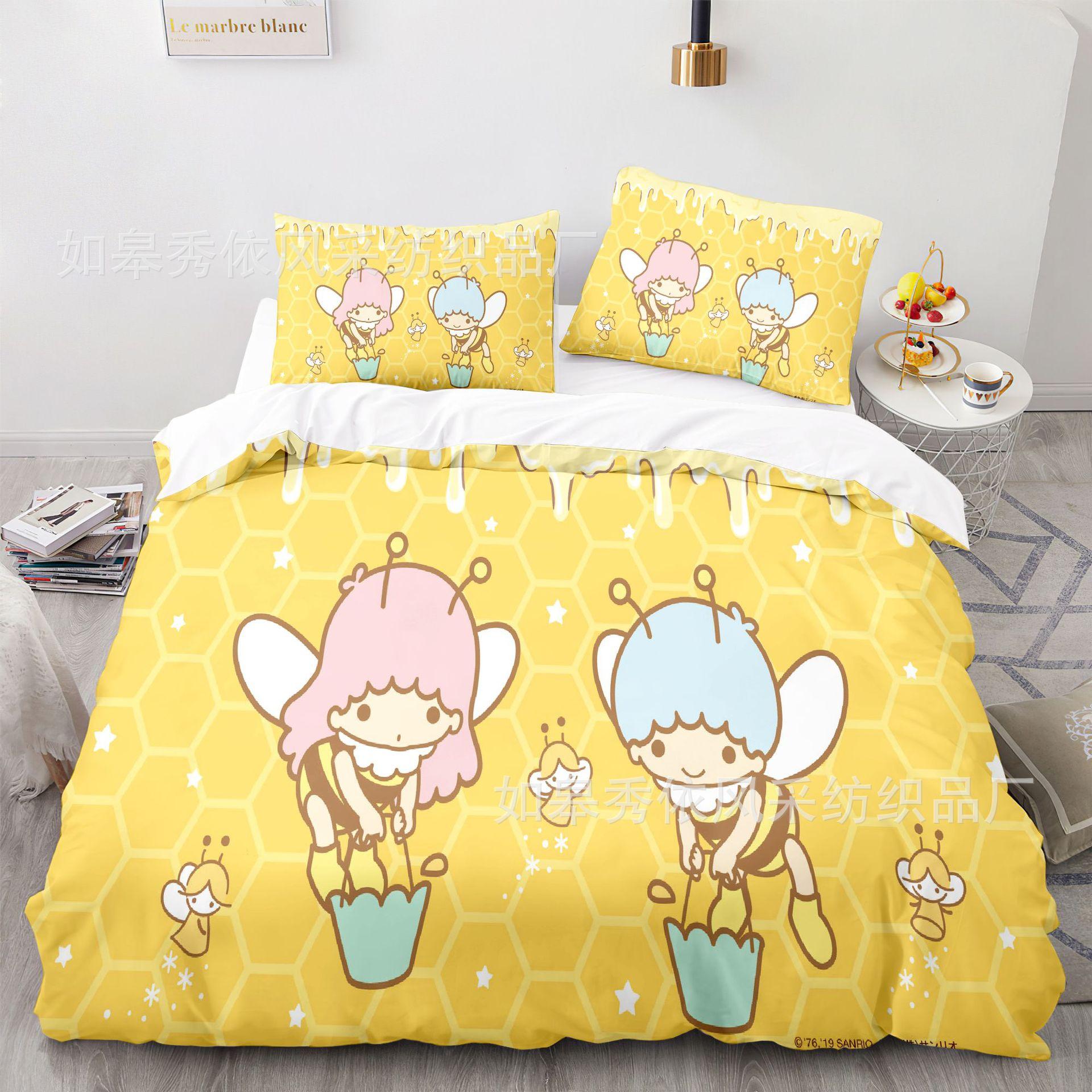 

Постельные комплекты Sanrio Little Twin Stars Одеяло Стеганое покрывало Покрывало Пододеяльник Наволочка Комплекты из 2-3 предметов Детский Взрослый размер EU Single 135x200cm