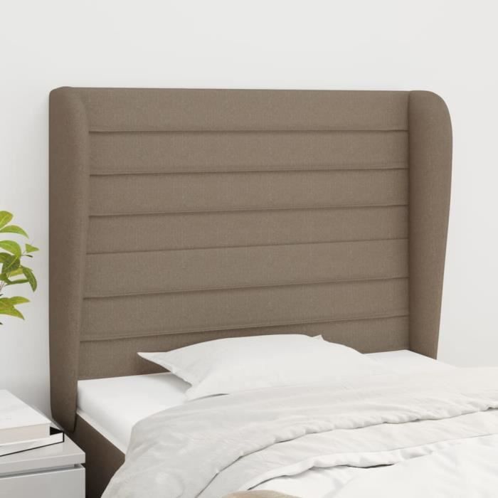 VidaXL Tête de lit avec oreilles Taupe 103x23x118-128 cm Tissu3118090