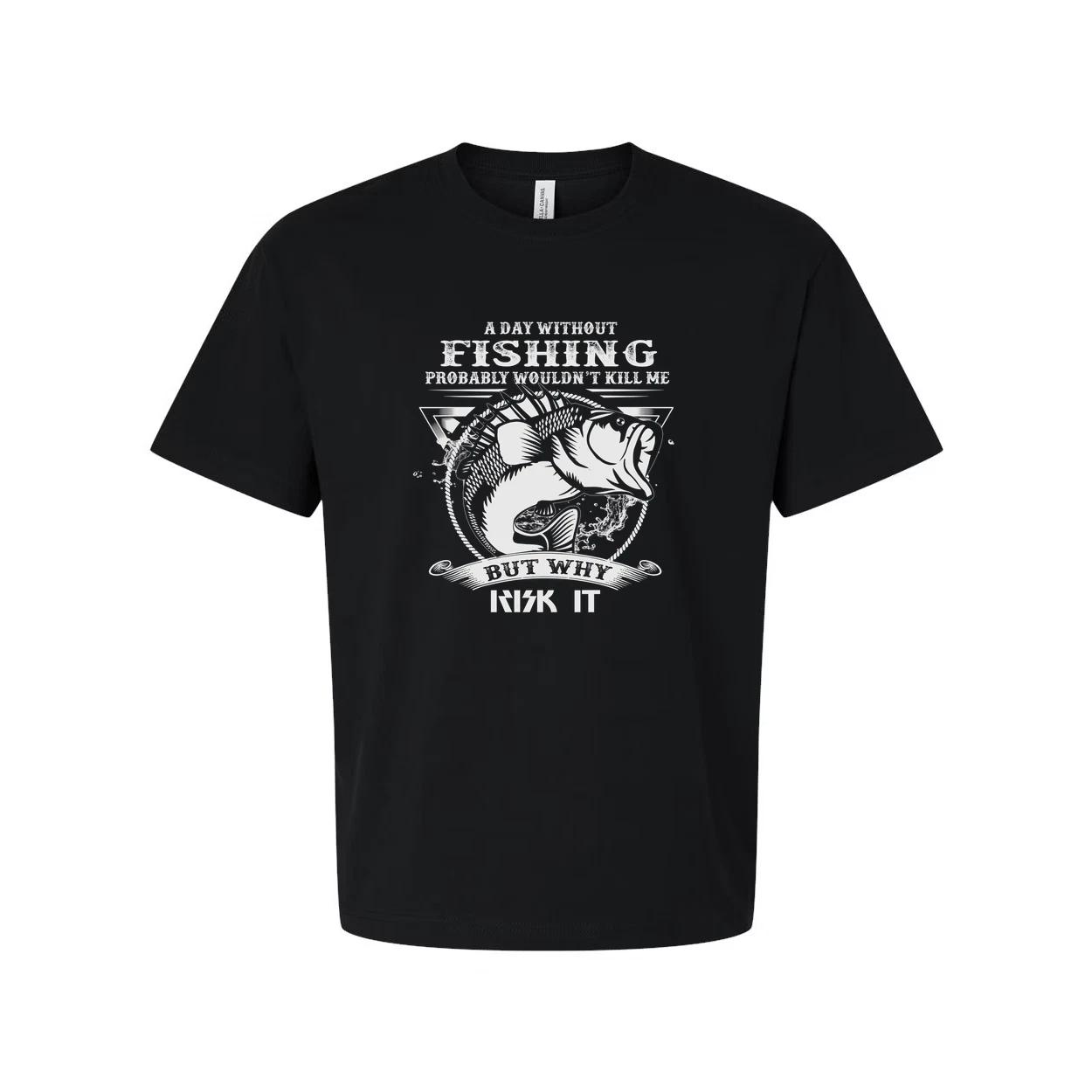 Fishing Graphic Unisex T Shirt With Humorous Fish Design L