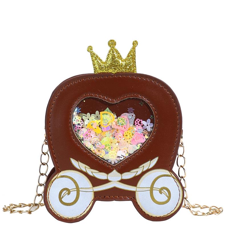 

Childrens Cute Crown Princess Shoulder Bag With Girl Sequins For Use Dailys кофейный