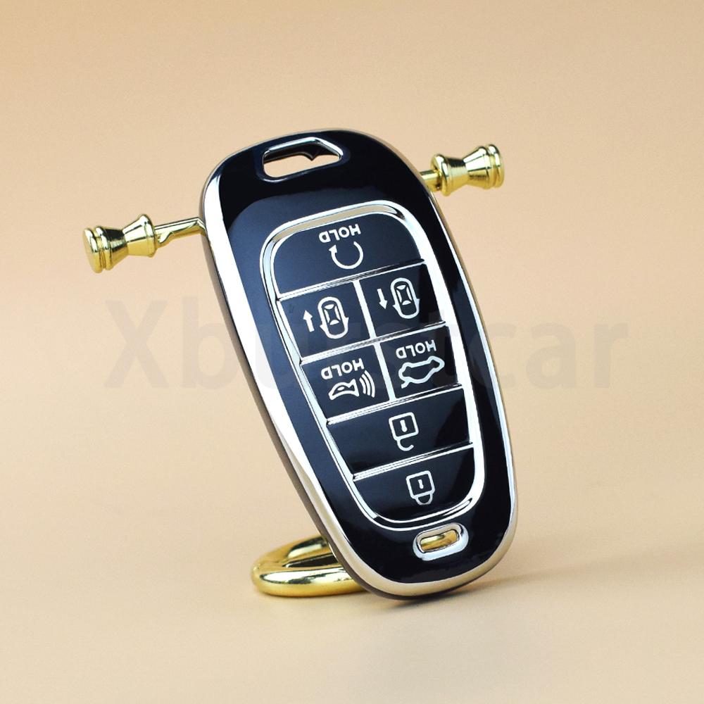 7 Buttons Tpu Car Key Case Cover Shell Fob Holder For Hyundai Solaris Sonata Hybrid Nexo Nx4 New Grand Santa Fe Tucson