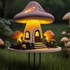 Weather Resistant Garden Stake Mushroom Hut Stake, Whimsical Acrylic Yard Art Fairy Decorative Accents Tale Cabin Outdoor Ornament for Lawn