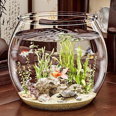 Zhan Yao Unzerbrechliches Desktop-Aquarium - Rund, Klares Plastik, Umweltfreundlich, Anti-Fall-Design für Wohnzimmer