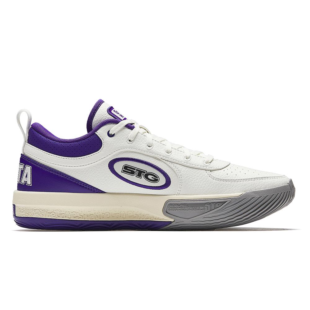 New Anta Fengmang 1 Cushioning Anti Slip And Wear Resistant Low Top Nitrogen Technology Basketball Shoes Men's White Purple 912521106S-2