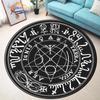 Pentagram sol Mønstret Rundt Teppe, Satan Djevelens Felle Teppe, Hvit på Svart Overnaturlig Rune teppe