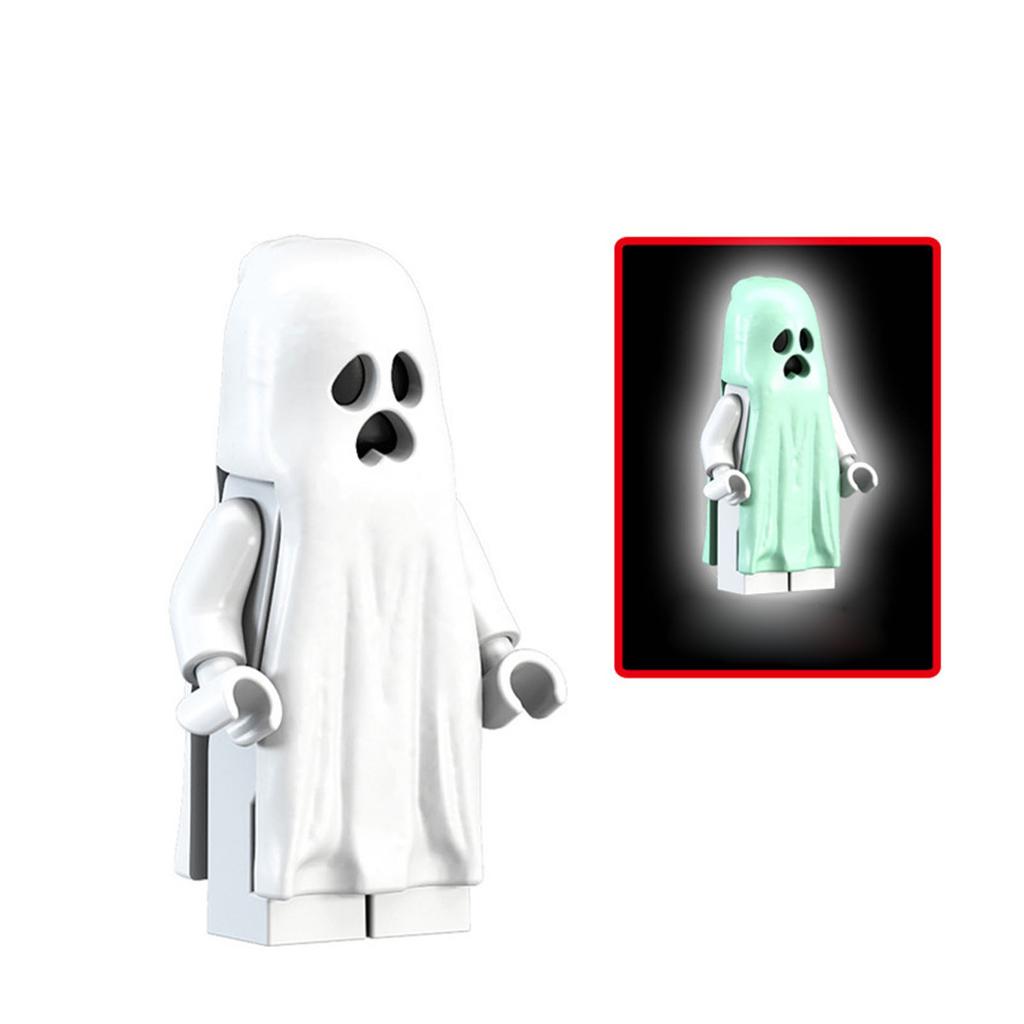 Halloween Cute Cartoon Anime Prank Building Block People, Night Light Made Of Composable Building Block People Toy Halloween Decoration