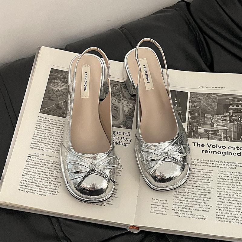 Bow thick heel bag head sandals women's summer new with skirt high-end fashion sandals tide