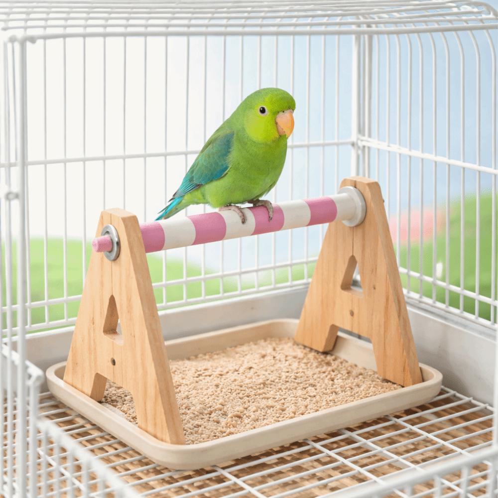 Stabile Holz-Vogelplattform mit Schale Wellensittich Schleifstangen Vogel-Trainingsständer Haustier-Training