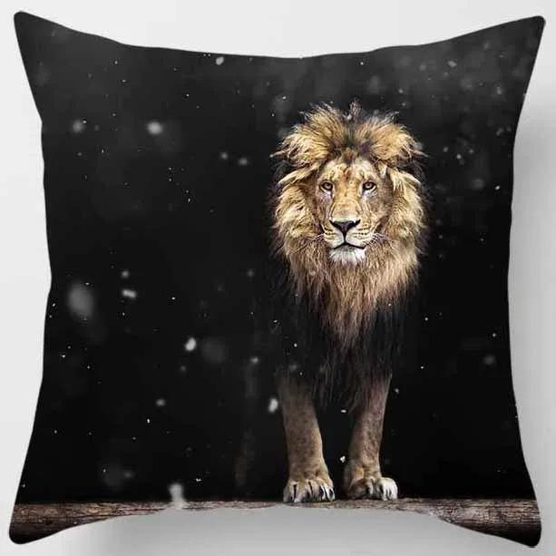 Animal World Tiger Lion Print Pattern Pillowcase Living Room Sofa Cushion Cover Bedroom Bedside Home Decoration 45x45cm