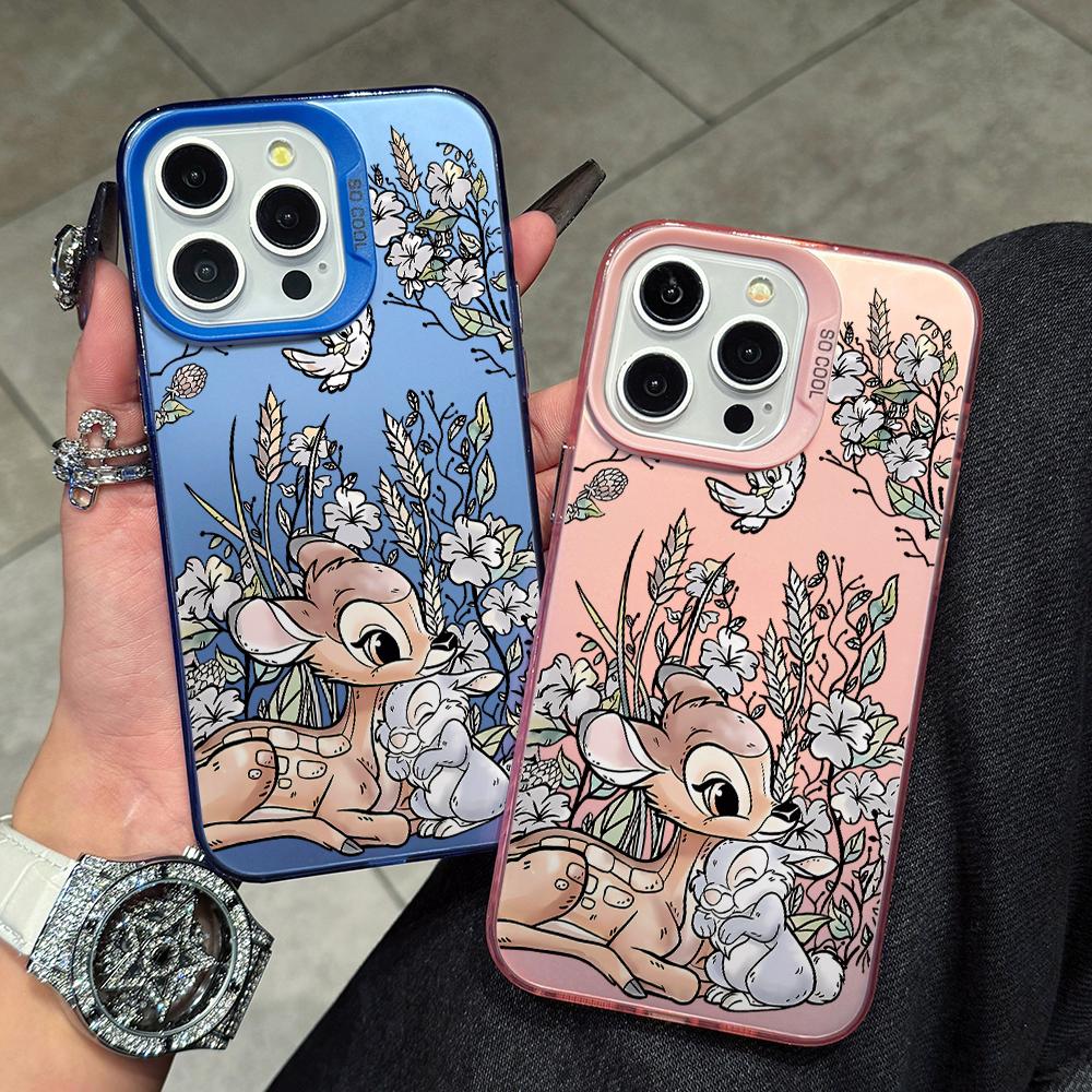 Bambi Bunnies Phone Case for Apple iPhone 16 15 14 Plus 13 12 11 iPhone16 iPhone13 Pro Max X Xs XR 8 7 Silver Matte Hard Cover