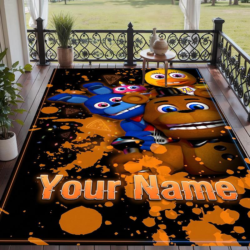 Custom Text Five Nights at Freddy’s Pattern Floor Rug Soft Indoor Carpet Mat Living Room Bedroom