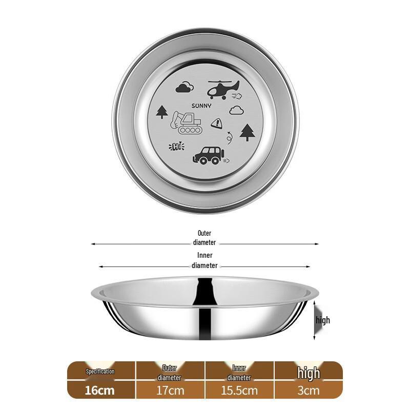 ZISIZ 304 Stainless Steel Kids Divided Dinner Plate