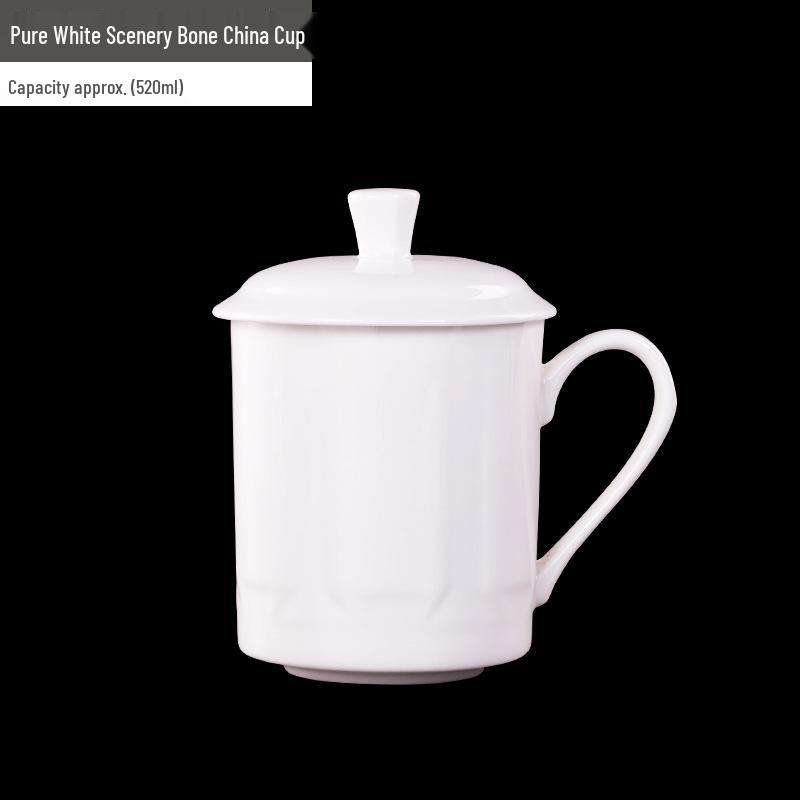 Gold Painted Jingdezhen Ceramic Cup with Lid - High Temp Bone China Tea Cup for Business Meetings and Home