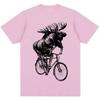 Funny Moose on Bicycle Graphic T Shirt Men Women Vintage Harajuku Creativity T-shirts Oversized Cotton Casual T-shirt