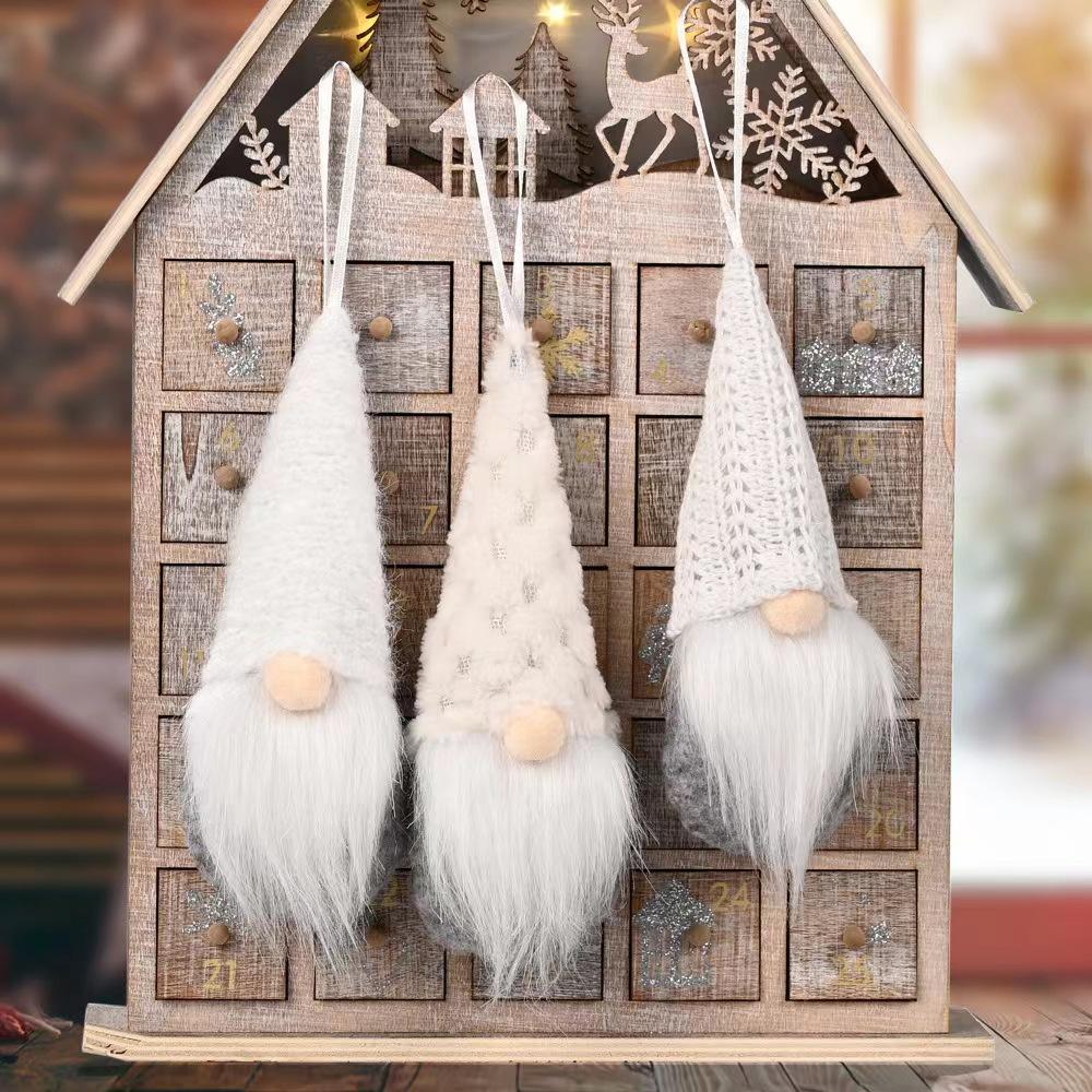3 Stück Weihnachts-Hängedekorationen, Schwedische handgefertigte Plüsch-Weihnachtsmann-Elfen, Feiertags-Baumschmuck, Weihnachtsdekoration für Zuhause