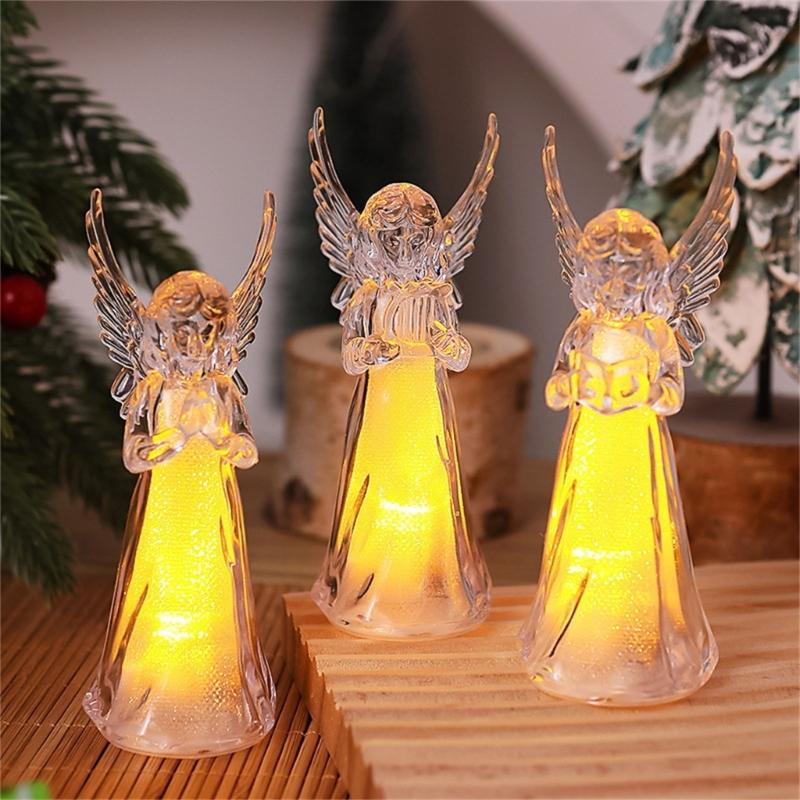 4Pcs Clear Angel LED Night Lamp Cartoon Bedsides Ornaments Creating Warm Ambients Lighting
