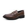Men's Pointed Toe Leather Loafers: Retro British Style Slip-On, Height Increasing, Large Size, Perfect for Spring and Autumn.