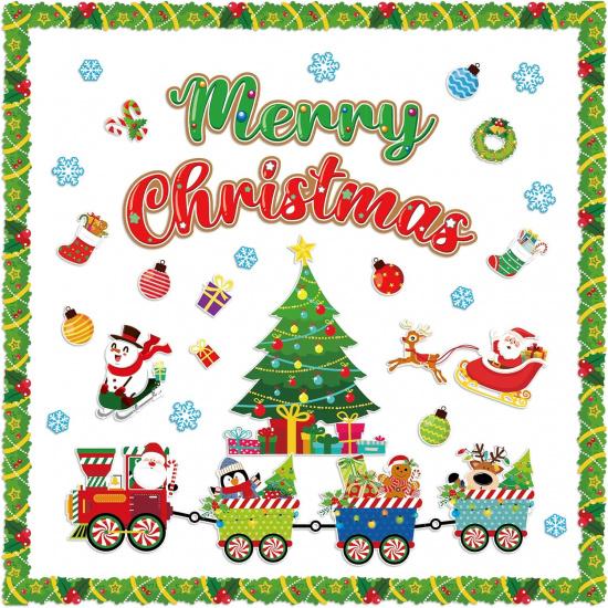 55Pcs Christmas Bulletin Board Set Merry Christmas Banner Tree Santa Reindeer Cutouts Classroom School Office Winter Holiday Wall Decorations Merry Christmas