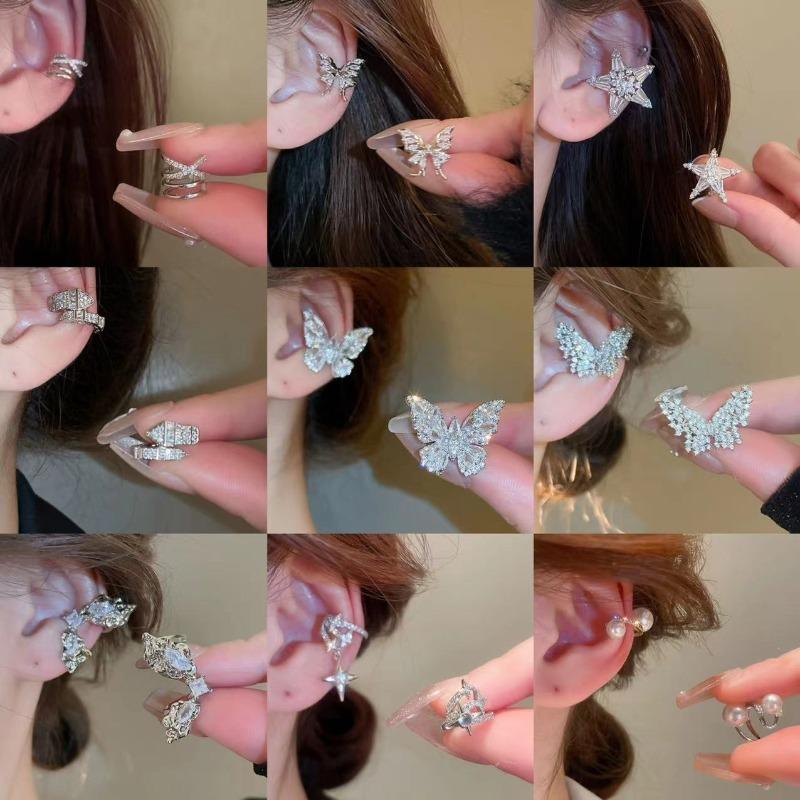 Korean ins style high-end multi-layer butterfly ear clips, new ear bone clips without ear piercings, light luxury atmosphere earrings, women