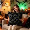 Decorative Ghost Throw Pillowcase 2Pcs Halloween Cushion Covers, Plush Pillow 18x18 Covers for Office Inch Cases Sofa Bed Couch Chair Washable Holiday