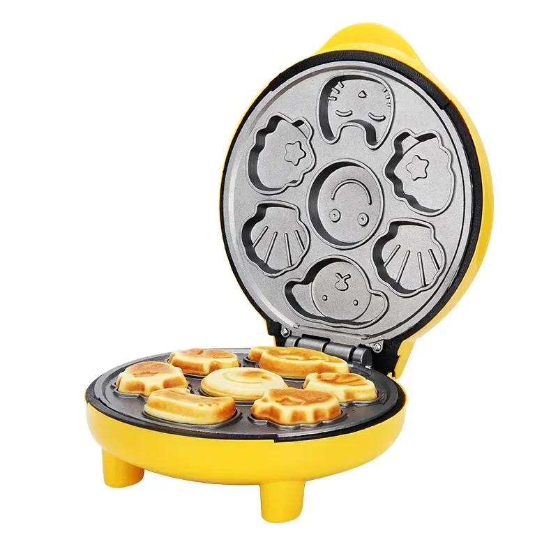 220V Household automatic cake machine Cartoon mini children's bread machine double-sided heating baking breakfast machine EU US giallo