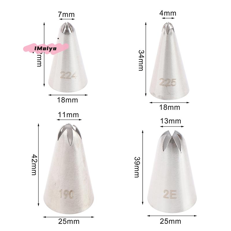 M-1/4Pcs Stainless Steel Cake Decorating Tips Flower Icing Piping Nozzle for Cupcake Cream Pastry Confectionery