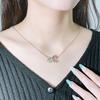 Send Girlfriend Feeling Flash Bow Necklace Niche Design Day Diamond Collarbone Chain Powder Simple Women'S Zirconium Pendant
