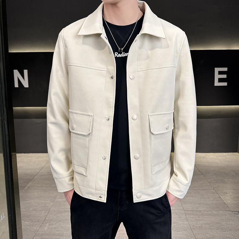 Retro Soft Leather Clothes Men's Motorcycle Jackets Trendy and Handsome Slim Versatile